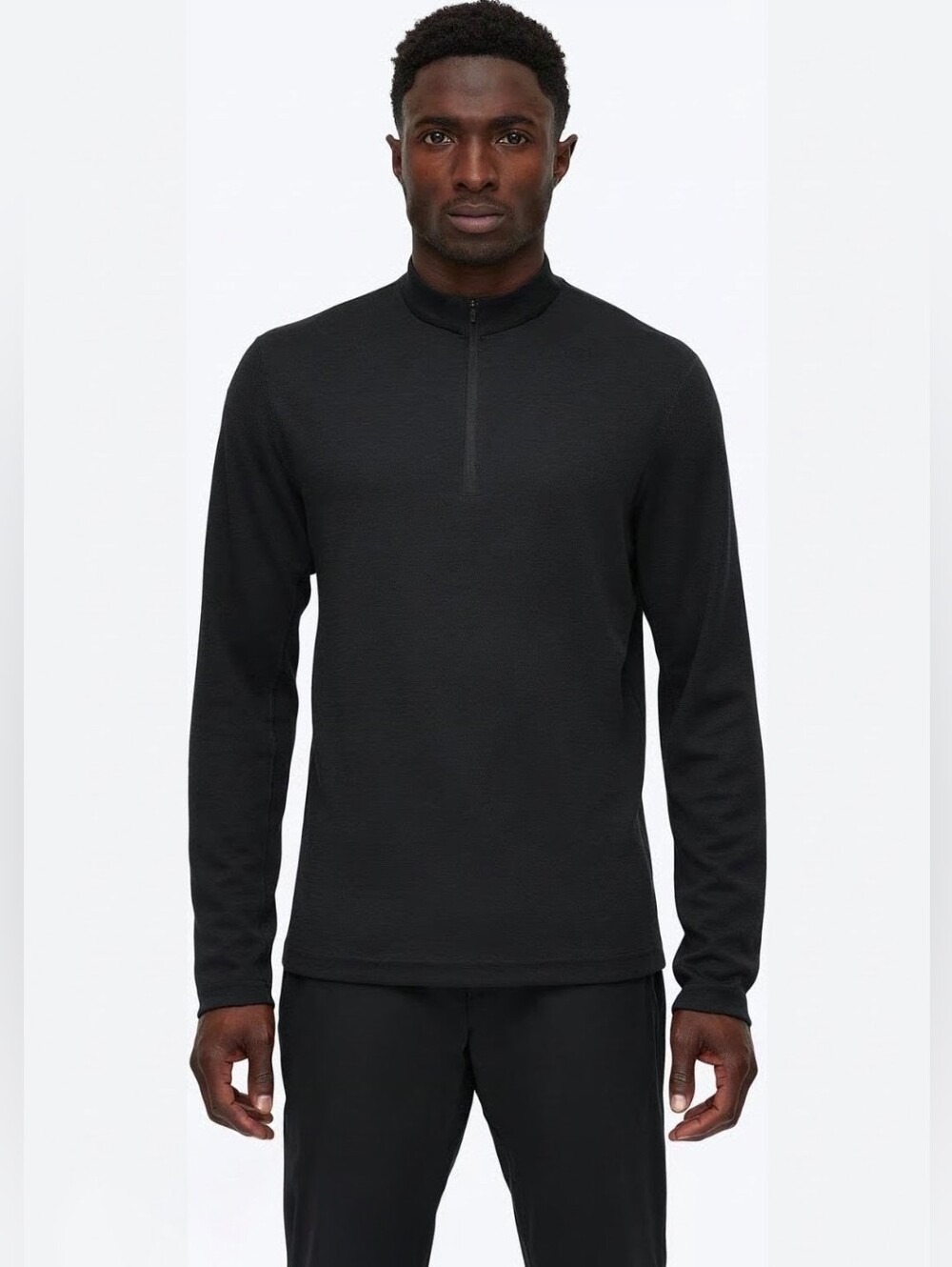 Reigning Champ Black Mesh Long Sleeve Quarter Zip Medium